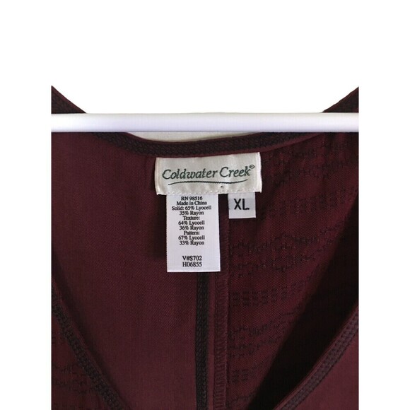Coldwater Creek Large Dress Lyocel Tencel Wine Maroon Women's Size Lagenlook - Picture 7 of 9